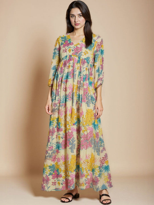 Floral Print Fit & Flare Maxi Dress