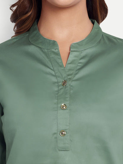 Green Solid Women’s Top