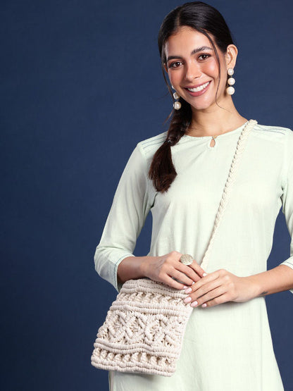 Sea Green Women’s Cotton Round Neck Kurta