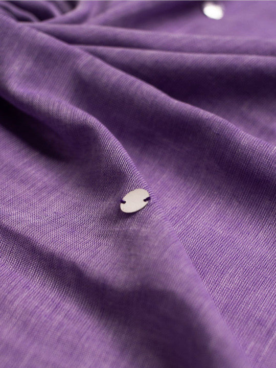 Lavender Cotton Blend Mirror Work Saree