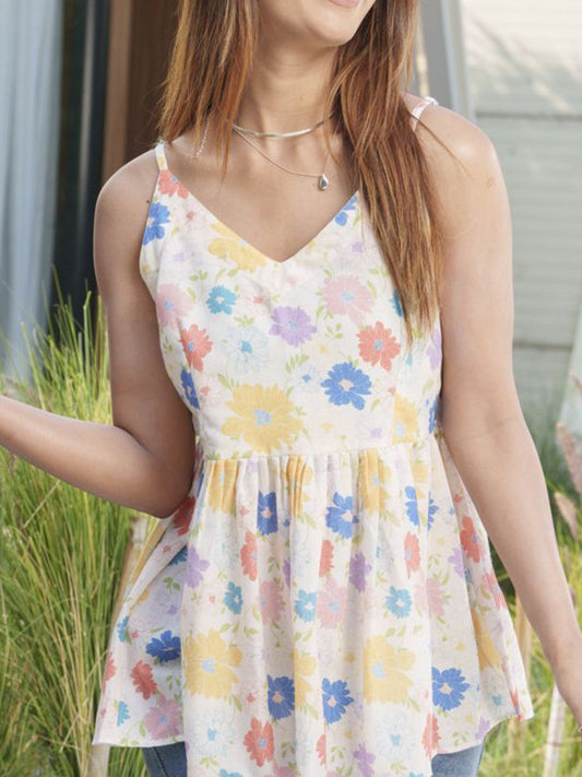 Floral Print Sleeveless Women’s Top