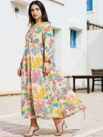 Floral Print Fit & Flare Maxi Dress