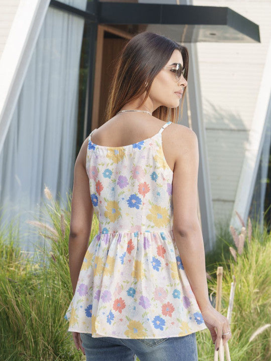 Floral Print Sleeveless Women’s Top