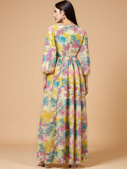 Floral Print Fit & Flare Maxi Dress