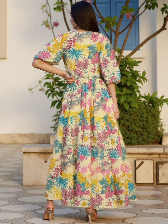 Floral Print Fit & Flare Maxi Dress