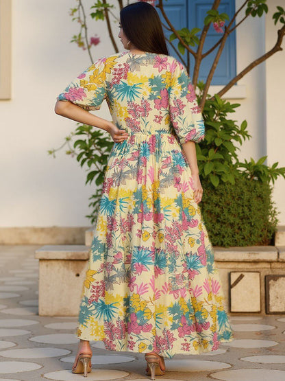 Floral Print Fit & Flare Maxi Dress