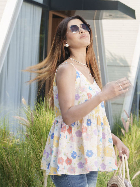 Floral Print Sleeveless Women’s Top