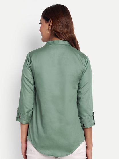 Green Solid Women’s Top