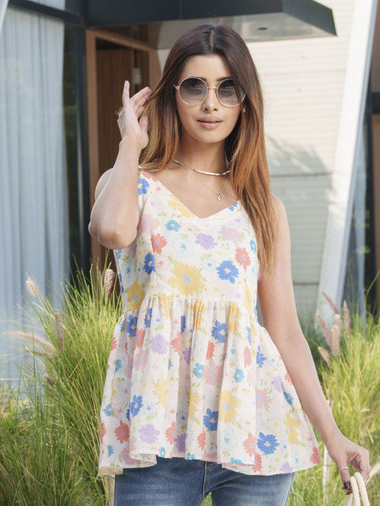 Floral Print Sleeveless Women’s Top
