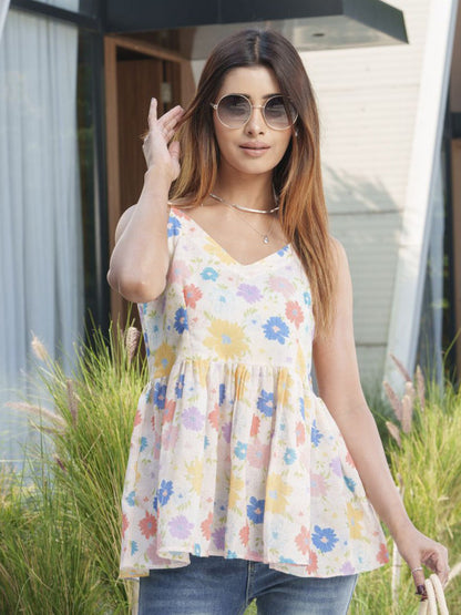 Floral Print Sleeveless Women’s Top